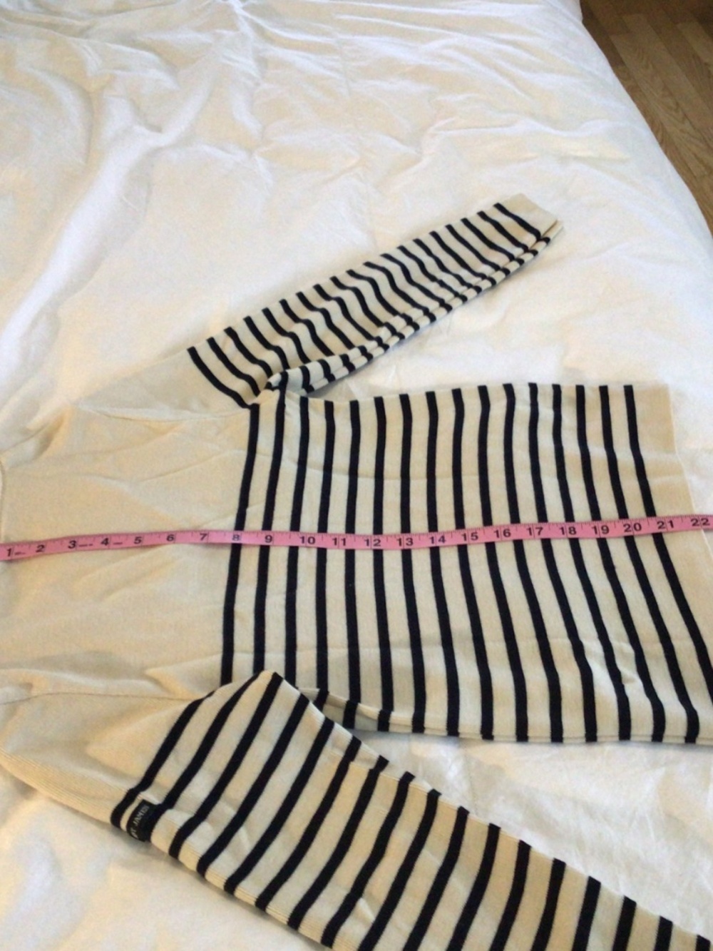 Saint James - Pure wool striped navy blue and cream quarter-zip sweater size 38 - Picture 16 of 16